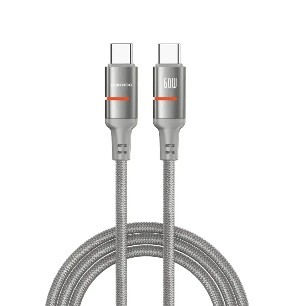 Porodo 60W Type-C to TypeC Braided Cable 3M - Grey