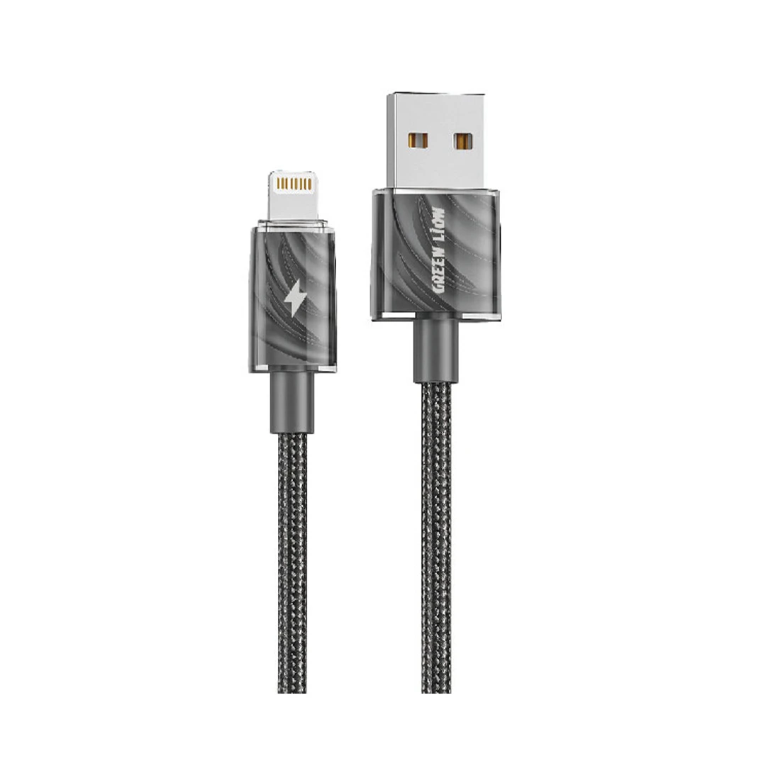 Green Lion USB-C to Lightning TouGH BRAIDED Cable 1M PD 27W - Black