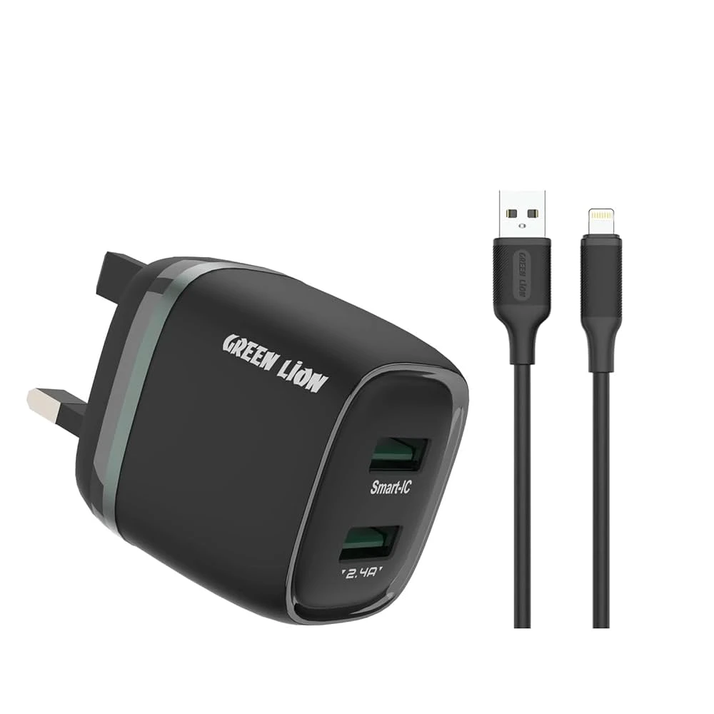 DUAL USB 12W WALL CHARGER WITH USB A TO USB C CABLE