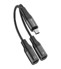 Green Lion 2 In 1 Splitter Adapter Type-C to Type-C (Charging & Audio) BLACK