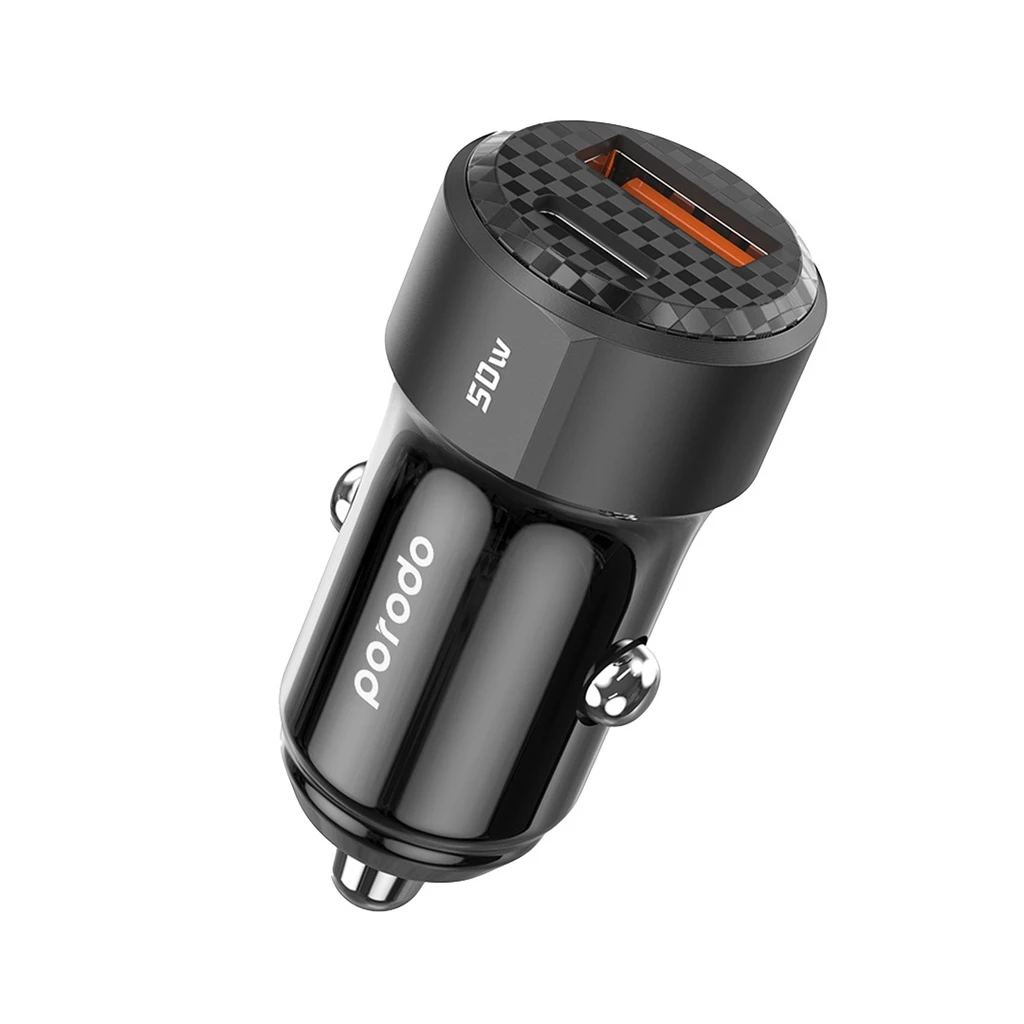 Porodo 50W Dual Port Car Charger PD 20W QC 30W - Black