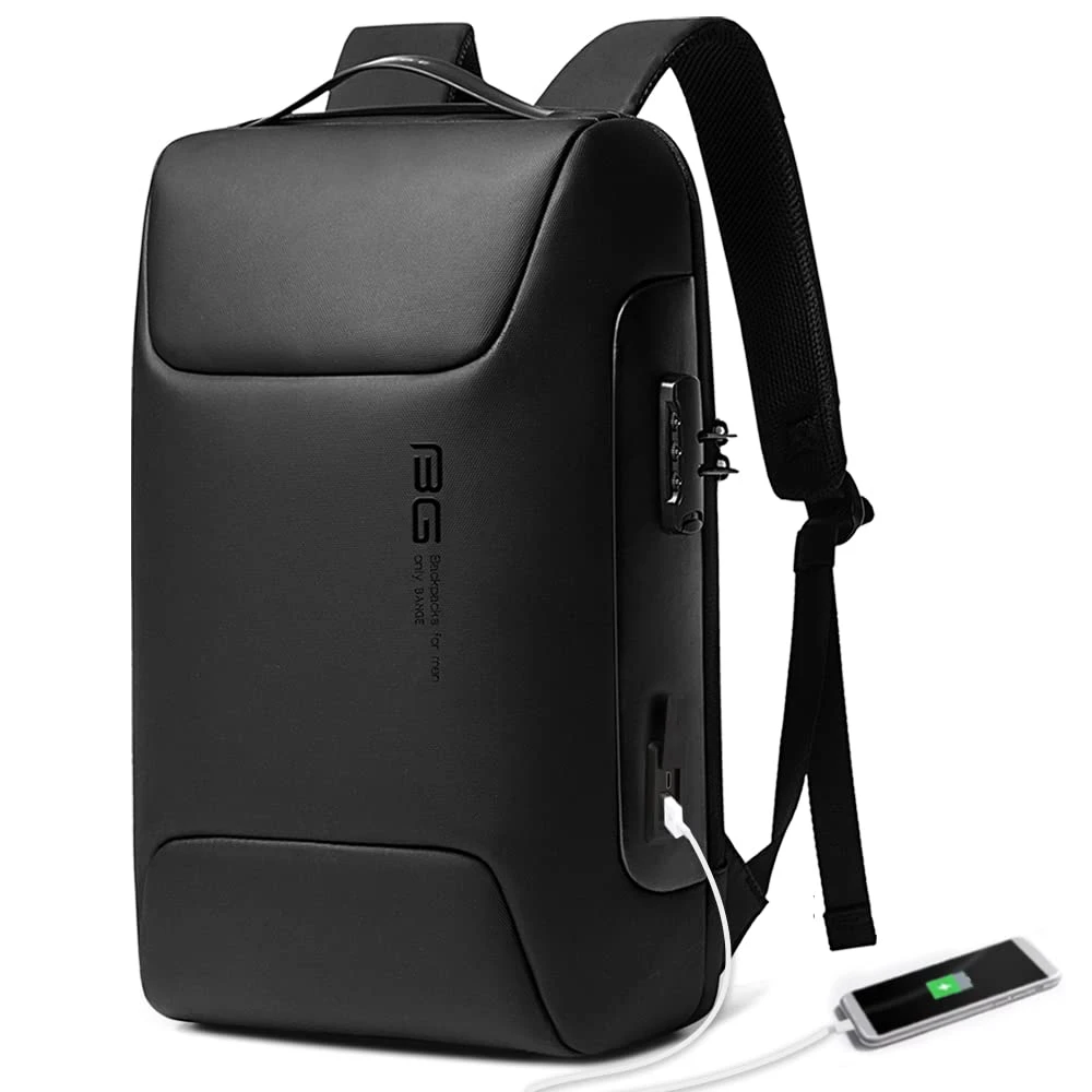 BANGE PREMIUM LEATHER BAG WITH TROLLEY SUPPORT WITH USB CHARGING PORT