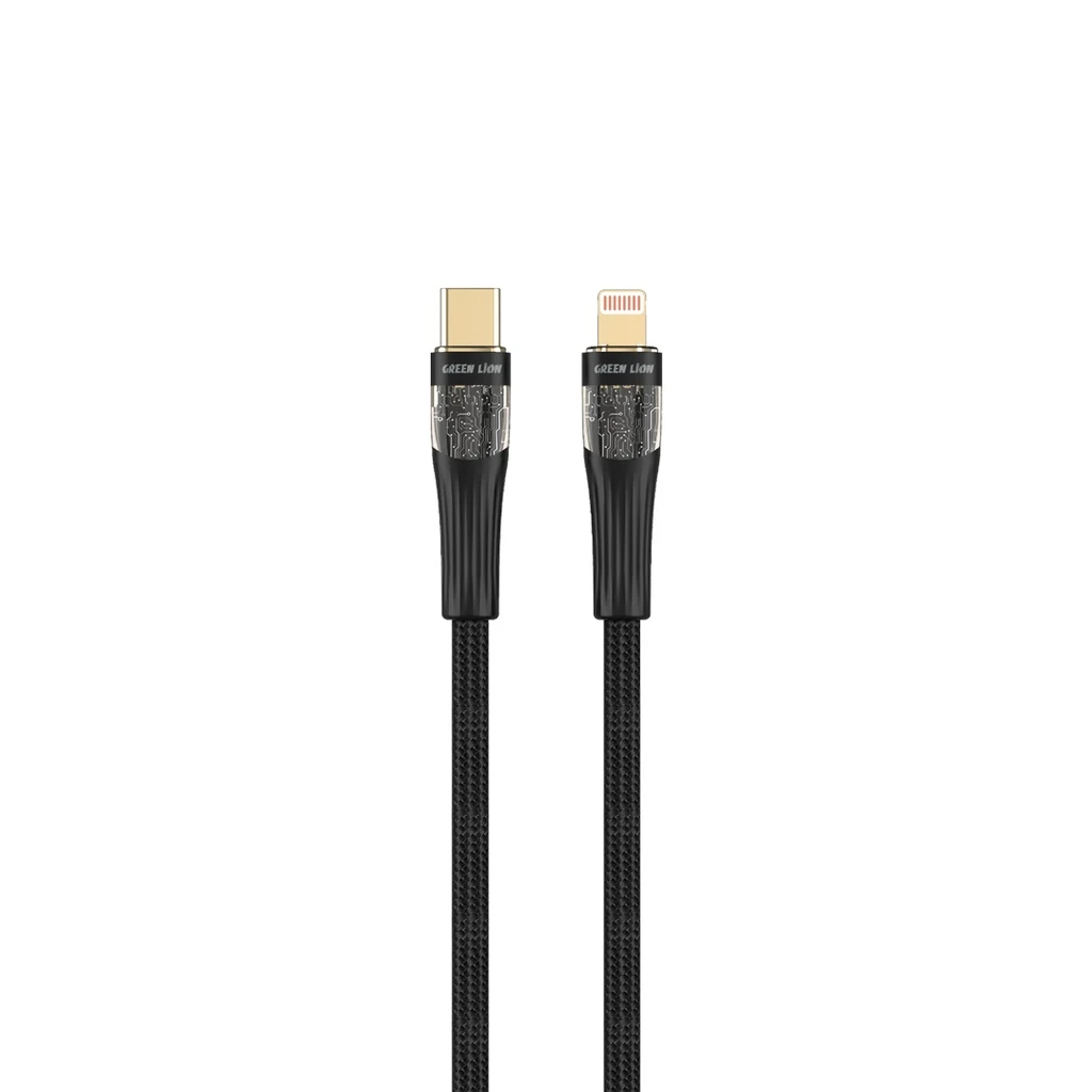 Green Lion Transparent Cable USB-A to USB-C 60W 1M - Black