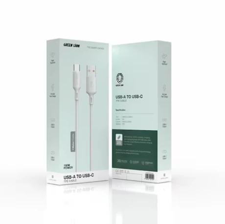 Green Lion 100W USB A to C TPE Cable 1m - White