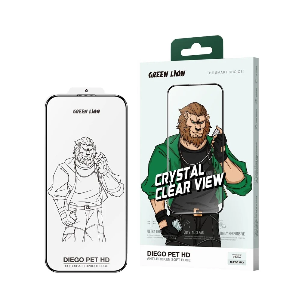 Green Lion Diego PET HD Screen Protector for iPhone 16 Pro Max - Clear
