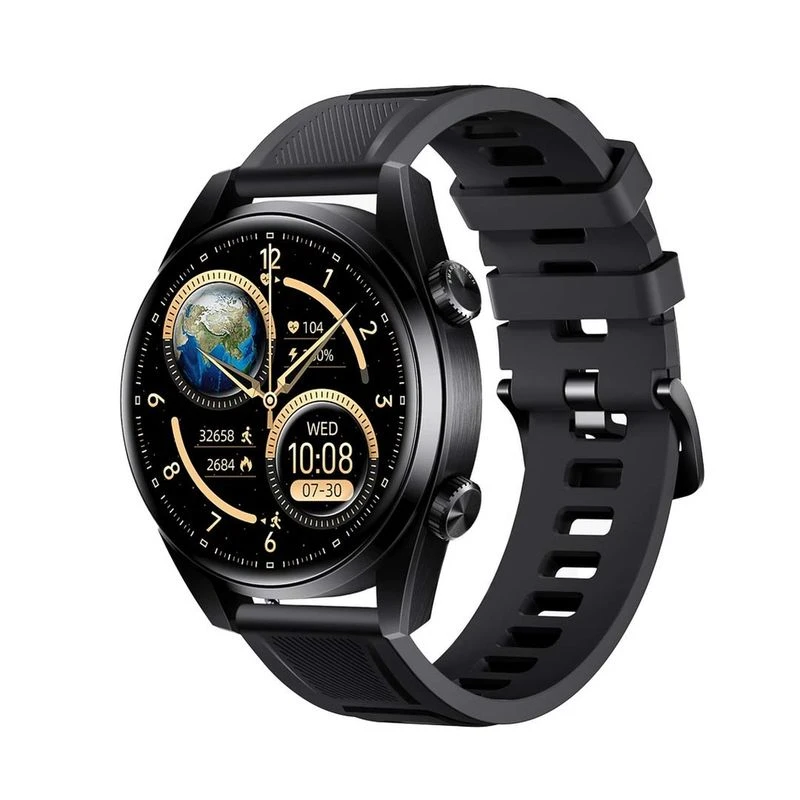 Porodo Nebula Smart Watch Black dial with Black Silicone Band