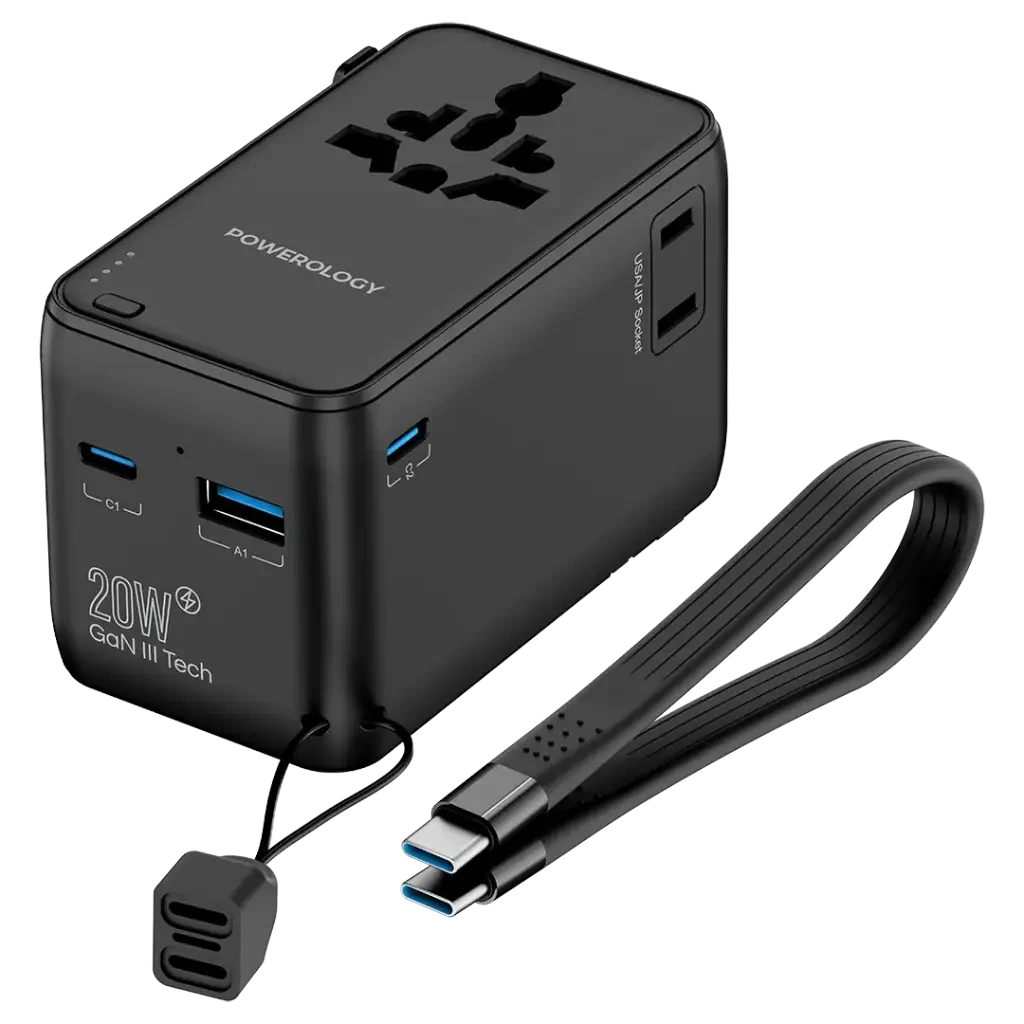 Powerology 2500W Universal Travel Adapter with 4000mAh Power Bank