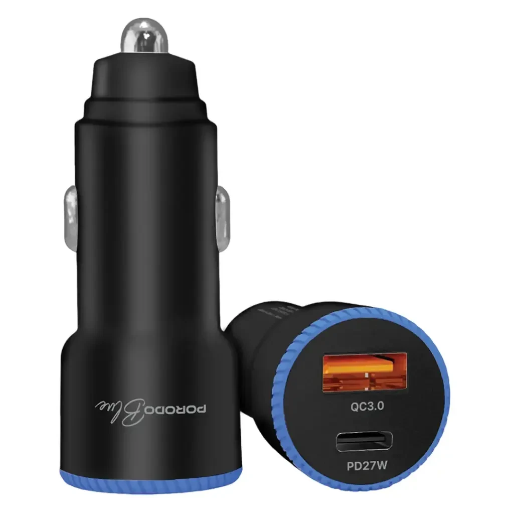 Porodo Blue Graz 45W Dual USB Car Charger with Indicator Light
