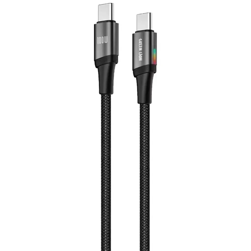 Green Lion Lumi Charge USB-C to USB-C Braided Charging Cable, 1 Meter, PD 100W