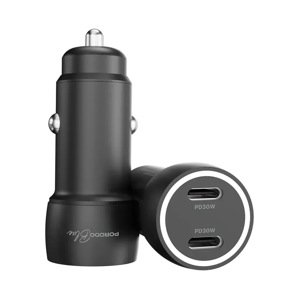 PORODO BLUE RIVA PD 60W TYPE CX2 CAR CHARGER WITH USB C TO C CABLE